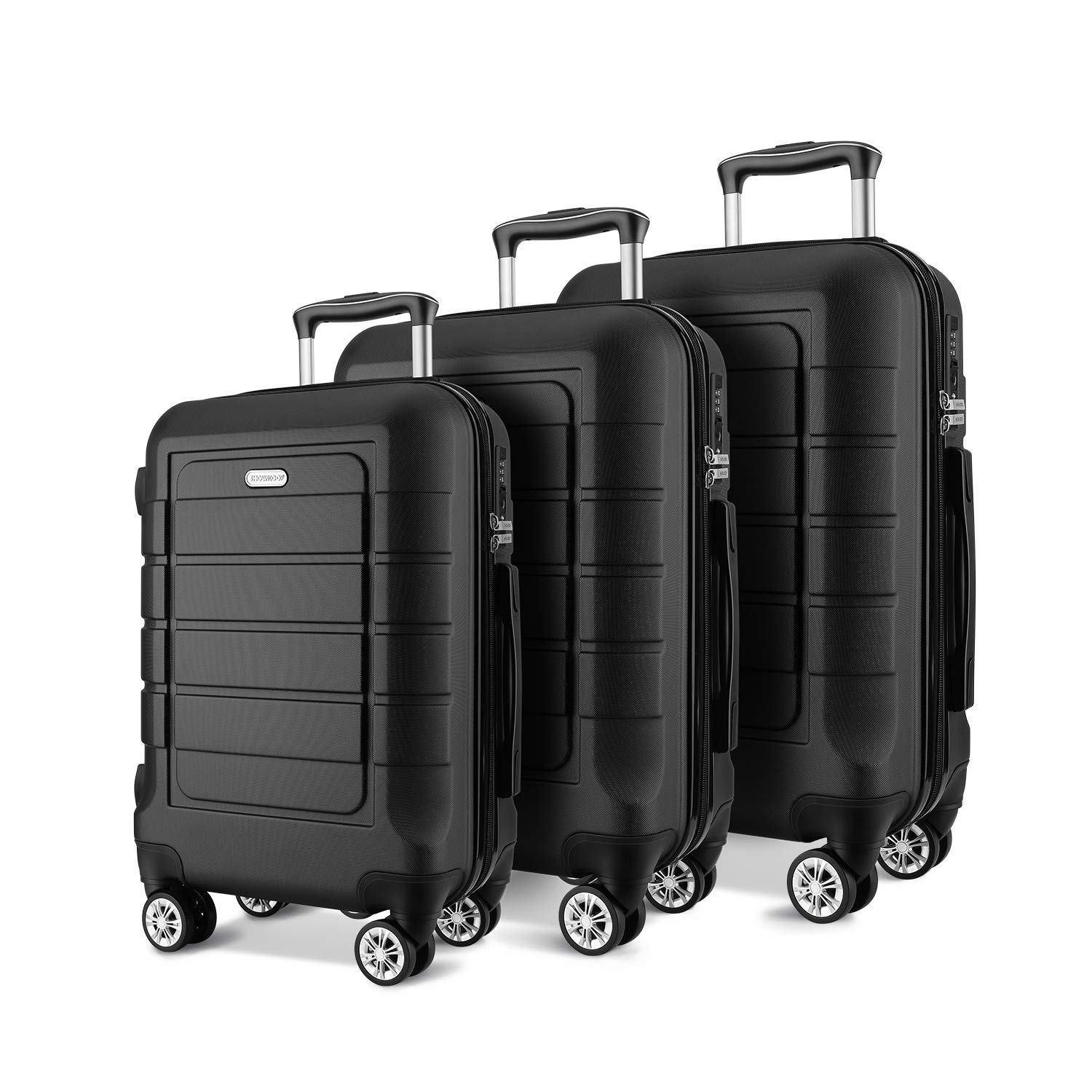SHOWKOO Luggage Sets Expandable Suitcase Double Wheels TSA Lock 3pcs