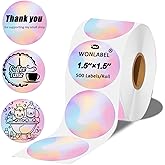 WONLABEL 1.5 x 1.5 Round Thermal Labels, 1.5 inch Round Thermal Sticker Labels for Business and Home, Circle Thermal Printer Labels for DIY Logo Design, Thanks Card, 500 PCS, 1 Roll