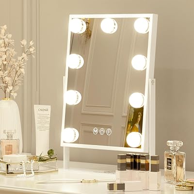 FENCHILIN Hollywood Makeup Mirror with 9 LED Bulbs & 10X Magnifier