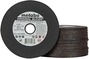 Metabo 655339000 50-Pack | 6-inch Original Slicer® Cutting Wheel | Type 1 | 6" x .040" x 7/8" | A60TZ | Aluminum Oxide | Very Fast & Flexible | Steel, Stainless Steel