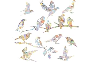 NIVIY Non Adhesive Rainbow Window Clings for Glass Window Decals to Prevent Bird Strikes Anti Collision Window Bird Stickers 2 Sheets Hummingbird Style