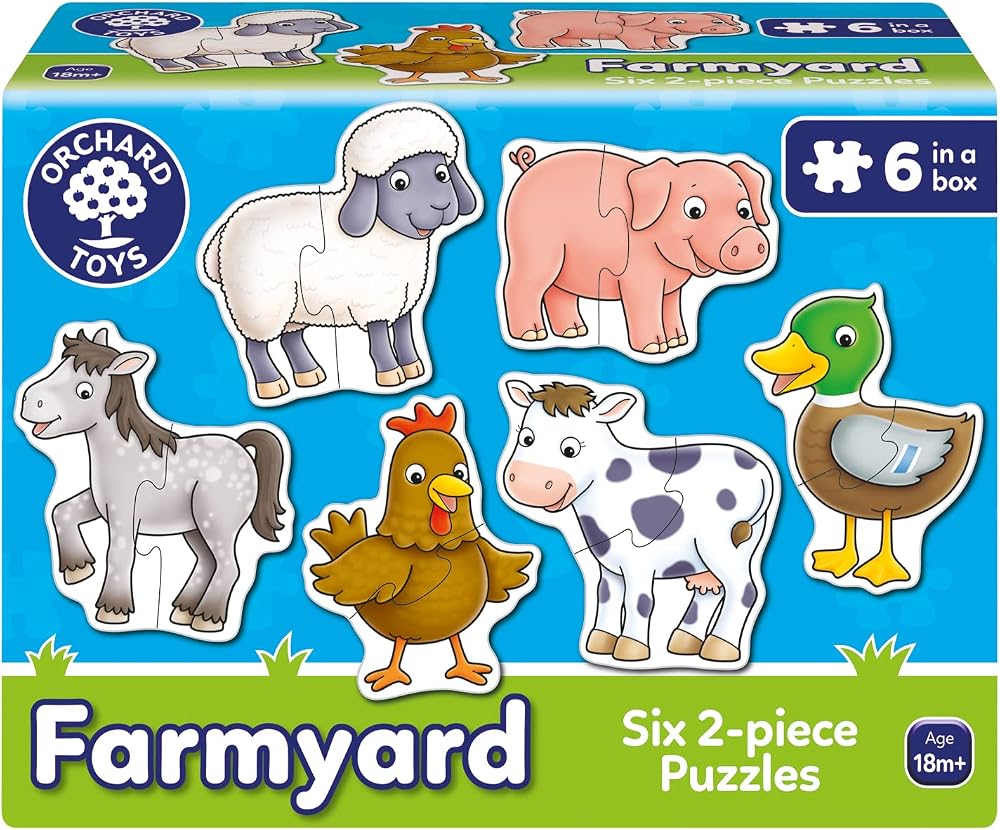 Orchard Toys Farmyard Jigsaw Puzzles Six 2-Piece Puzzles 18 Months+