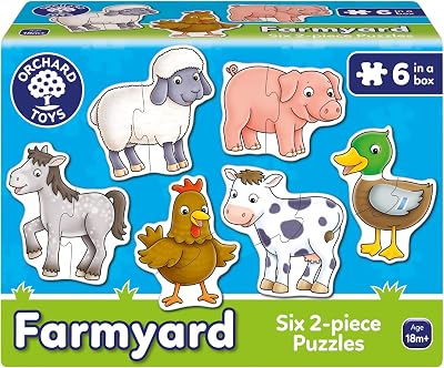 Orchard Toys Farmyard Jigsaw Puzzles Six 2-Piece Puzzles 18 Months+