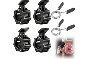 6-Piece 30mm Barbell Collar Set with 2 Chrome Spring Clips and 4 ABS Locking Collars for Weightlifting and Strength Training