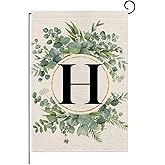 wyooxoo Monogram Letter H Floral Garden Flag 12x18 Inch Double Sided Outside Outdoor Family Last Name Initial Yard Flag