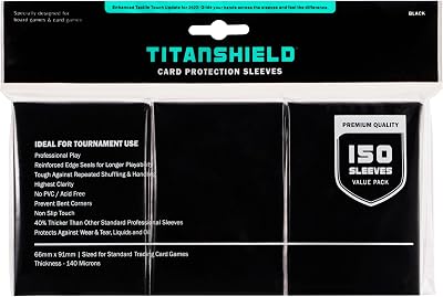 TitanShield Card Sleeves Black 150 Fits Pokemon MTG Premium 140µm