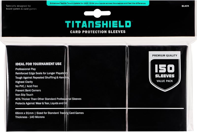 TitanShield Card Sleeves Black 150 Fits Pokemon MTG Premium 140µm
