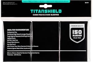 TitanShield (150 Sleeves, Black) Compatible with Standard Sized Board Games, MTG Magic The Gathering, Pokemon, Lorcana and Trading Cards 2.5" x 3.5" 66x91mm