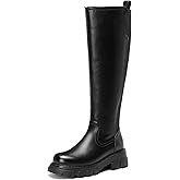 CouieCuies Knee High Boots for Women Platform Chunky Heel Tall Boots Round Toe Boot Womens Fall Winter Lug Sole Side Zipper Fashion Dress Boot
