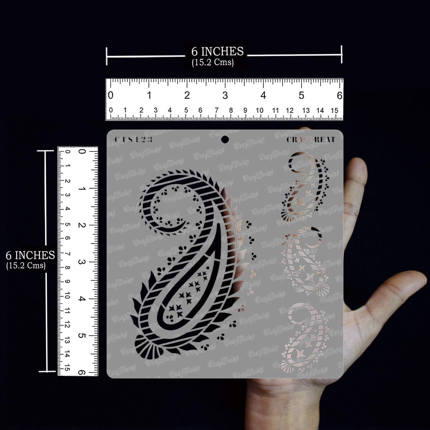 CrafTreat Paisley Stencils for Crafts Reusable Vintage, Paisley and Border Stencil, Size: 6X6 Inches - Image 4