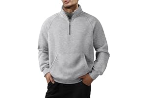 JMIERR Men's Fleece Quarter Zip Pullover Sweater Casual Cotton Fall Winter Family Outfit Warm Mock Neck with Pockets