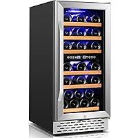 Nictemaw 15 Inch Dual Zone Wine Cooler, 32 Bottle Built-in or Freestanding Wine Refrigerator with Stainless Steel&Double…