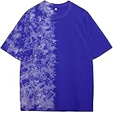 Mens Oversized Casual T-Shirts Summer Cotton Short Sleeve Tee Tie Dye Crew Neck Tops Hipster Print Shirts