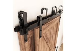 ZEKOO 6 FT Double Track Bypass Barn Door Hardware Kit Low Ceiling Wall Mount for Closet Double Wooden Doors (6FT Bypass kit)