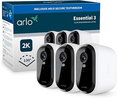 Essential 3 XL 2K Akku Überwachungskamera Aussen, WLAN, 3-Kamera-Set