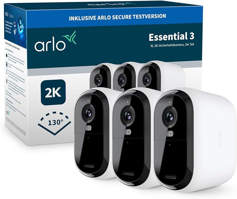 Essential 3 XL 2K Akku Überwachungskamera Aussen, WLAN, 3-Kamera-Set — Foto 1 von 8