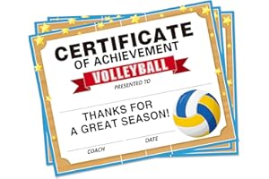 ADDUSTER 30 Pieces Volleyball Certificate of Achievement Children's Volleyball Certificate Paper Games Certificate of Achievement Children's Preschool Kindergarten School (Volleyball)