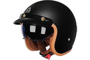 TRIANGLE 3/4 Motorcycle Helmet,Retro Open Face Adults Helmets with Visor,Half Face Moped Helmet for Men & Women,DOT Approved Helmets for Cruiser Scooter(L)