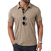Angbater Men's Button Polo Shirts Short Sleeve Casual Summer T-Shirt Slim Fit Contrast Color Golf Shirt