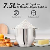 Aucma Stand Mixer 7.5L 1400W with Bowl Beater Hook Whisk Grey view 2