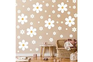 TAOBARY 165 Pieces 15 Sheet Large Daisy Wall Decals Daisy Flower Wall Stickers Vinyl Peel and Stick Floral Wall Decal Daisy Wall Decor for Nursery Playroom Bedroom Living Room Wall(Fresh)