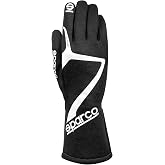 Sparco Driving Gloves, Land, SFI 3.3/5, FIA Approved, Single Layer, Fire Retardant Fabric, Black, Medium, Pair