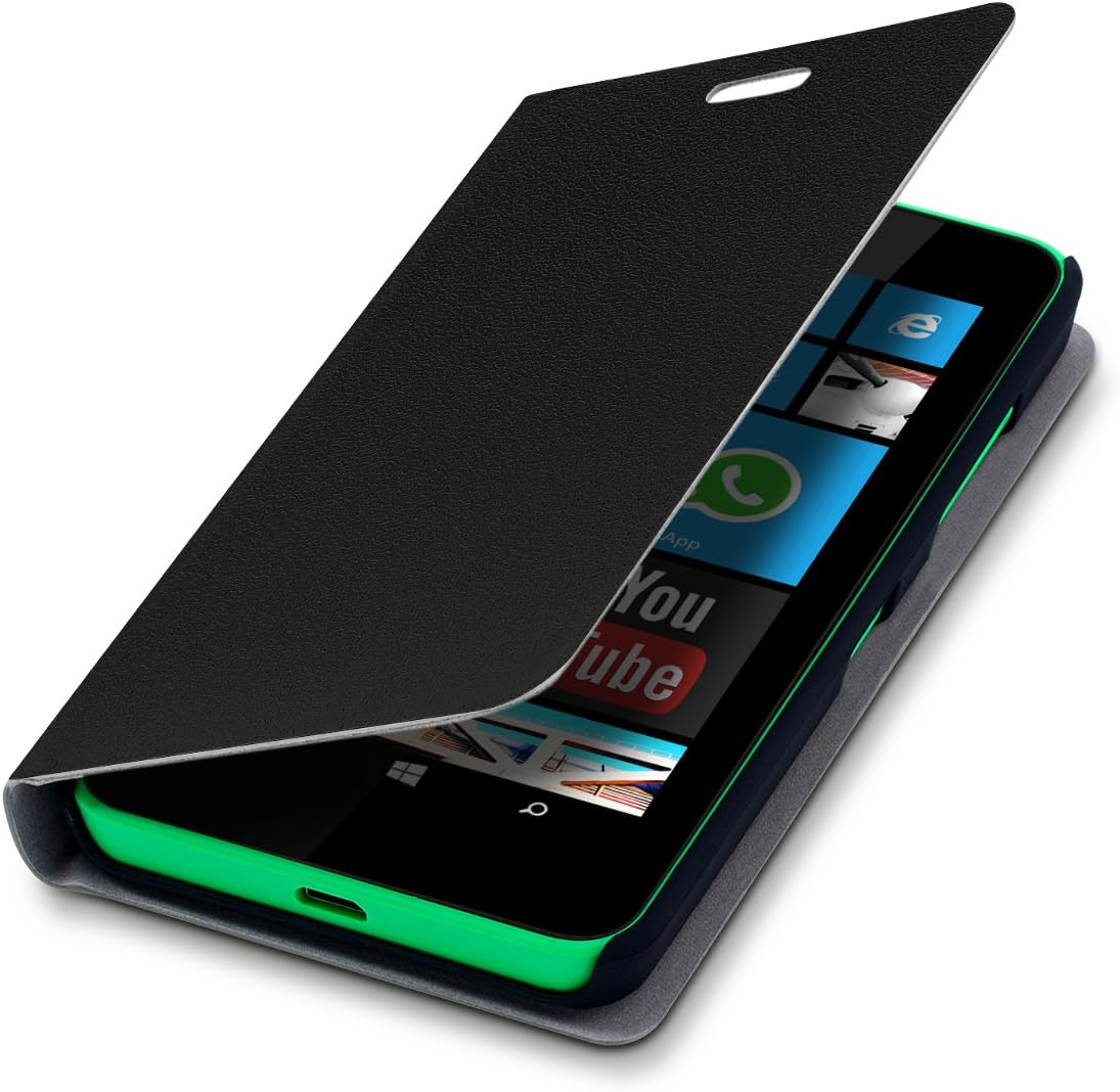kwmobile Flip Case for Nokia Lumia 630 - Book Style Protective Front Flip Cover Smartphone Case - Black