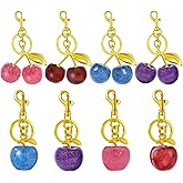 ANDGING Cute Cherry Keychain Set for Women Gold Silver Fruit Cherries Key Chain Cherry Purse Bag Charm for Handbags Backpack
