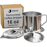 Birdee Vietnamese Coffee Dripper - 16 oz, Stainless Steel, Large Drip Filter, Durable, Dishwasher Safe, Home Use, Travel, Camping, Gift Sets
