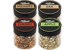 AGED & CHARRED 400 Cocktail Smoker Wood Chips - Variety Flavors Big Pack - Apple, Hickory, Oak, Cherry - Whiskey Smoker Wood Chips for Bourbon, Rum & Cocktail Smoker Kits