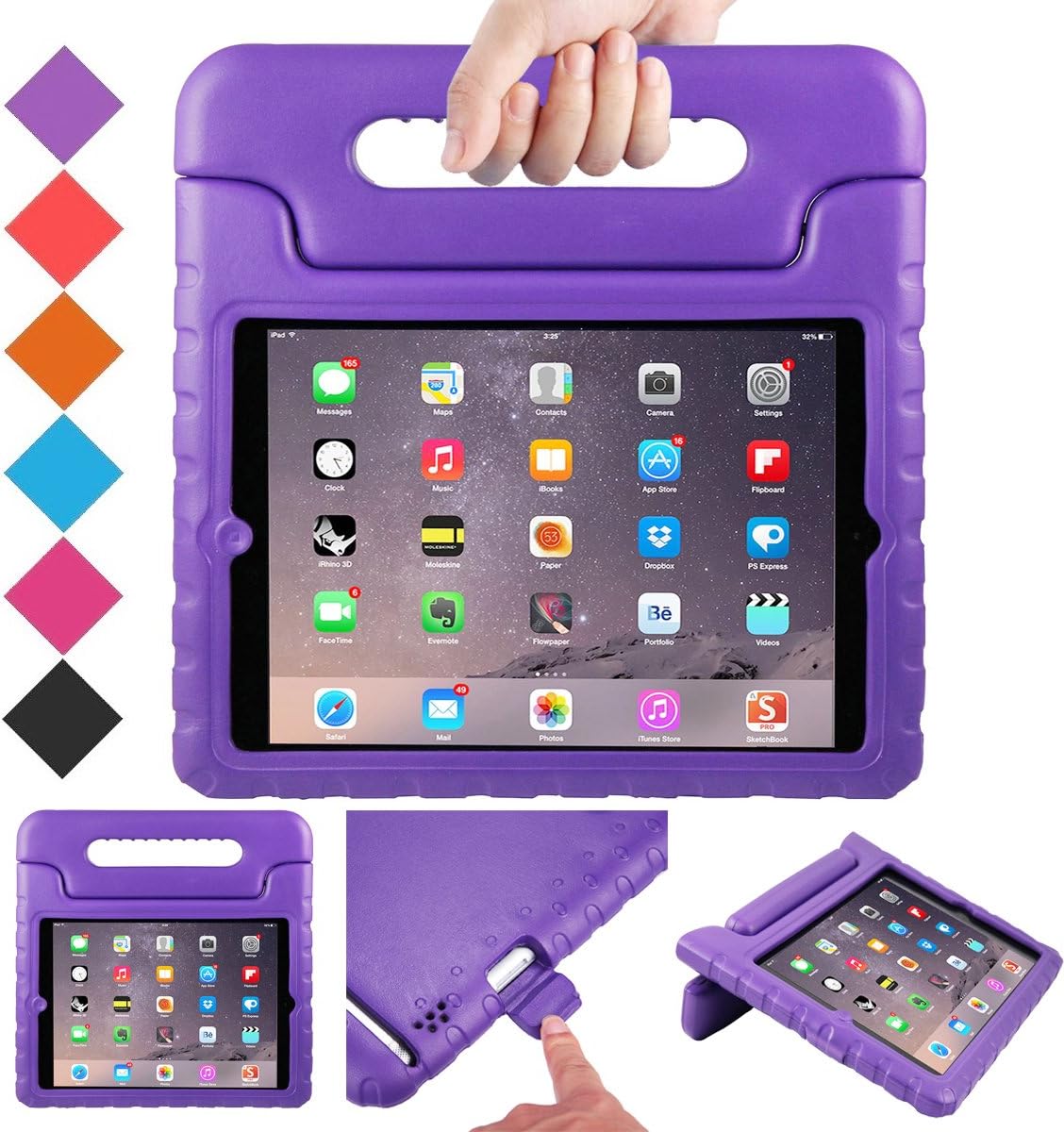 BFTOP Apple iPad 2 3 4 Kids Case - ShockProof Convertible Handle Light Weight Protective Stand Kids Case for iPad 4, iPad 3 and iPad 2 - Purple