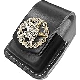 Handcrafted Leather Lighter Case, Flip Top Leather Pouch with Metal Buckle | Handmade Flip top Lighter Pouch, Holder Case with Pocket Belt Loop,Brown A