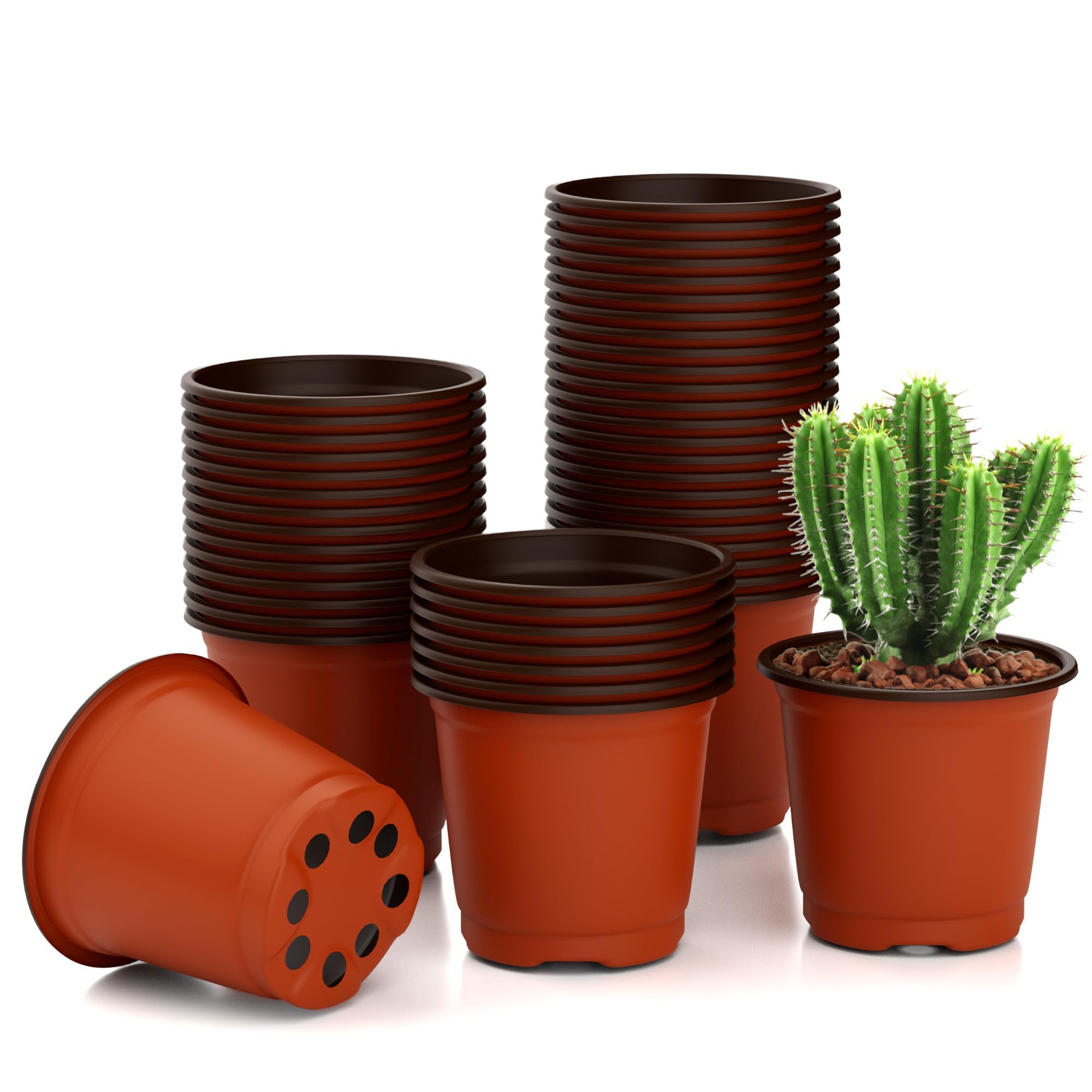 muyurra 100Pcs Plastic Plant Pots,Small Plant Pots,Flower Pots,Plastic Flower Pots,Seed Seedling Pots,Flower Nursery Pots,Seedlings, Flowers, Vegetable, Succulent, Herbs, Cuttings, Transplanting