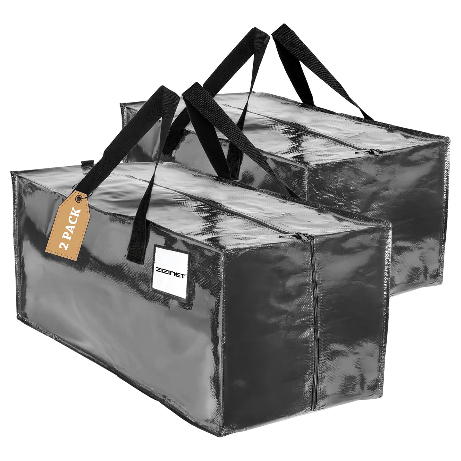 Moving Bags, ZIZINET Moving Bags Extra Large Strong,90L Big Bags with Backpack Straps,Handles, Zippers and Tag Pocket, for Moving,Travelling,Camping, Gardening Tools,Holiday Decorations Storage,2PCS