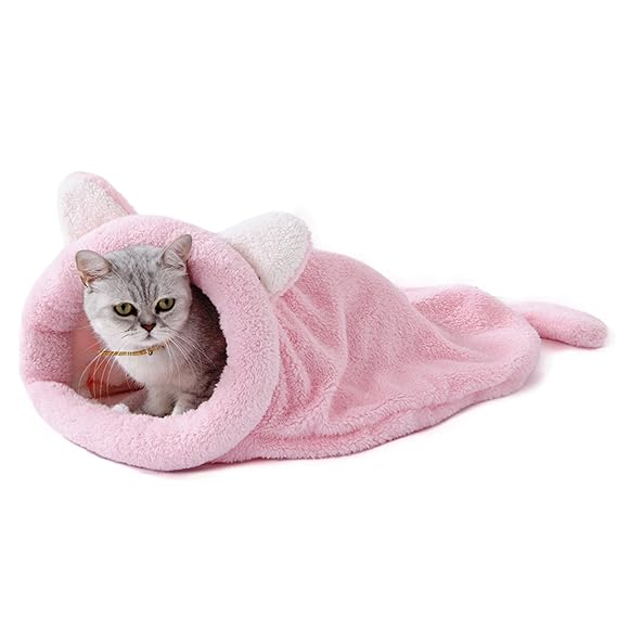 PAWZ Road Katzen Schlafsack waschbar bequem Haustier Kissen Katzenbett Kuschelhöhle aus Fleece für Katzen, Kleintiere oder We