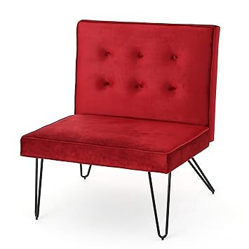 Christopher Knight Home 300806 Dusoleil Mid Century Modern Armless Hair Pin Leg Chair Berry