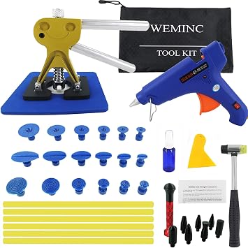 Amazon Com Weminc Dent Puller Kit Paintless Dent Removal Tool Dent Lifter Diy Dent Repair Set Hail Dings Removal Kit Puller Tabs Pop A Dent For Automobile Body Motorcycle Refrigerator Automotive