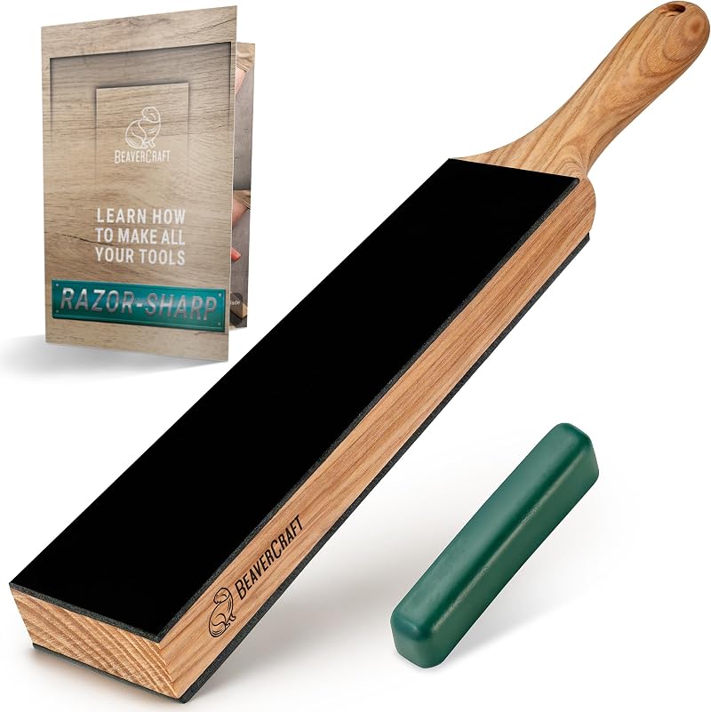 BeaverCraft LS6 Leather Strop with Polishing Paste for Knives & Woodcarving