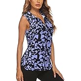 Koscacy Womens Golf Shirts Tank Tops for Women 2026 Loose Fit Sleeveless with Collar Yoga Athletic Running Shirts