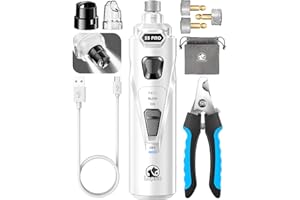 LOPSIC Dog Nail Grinder with 2 LED Lights Powerful 2 Speeds Super Quiet Dog Nail Trimmers with 3 Grinding Wheels Rechargeable Pet Dog Nail Clippers for Large Medium Puppy Dogs Dog Nail File Cat Nail Clipper