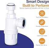 PlumbEZ Telescopic Adjustable Bottle Trap 32mm BS EN 274-1 Compliant view 2