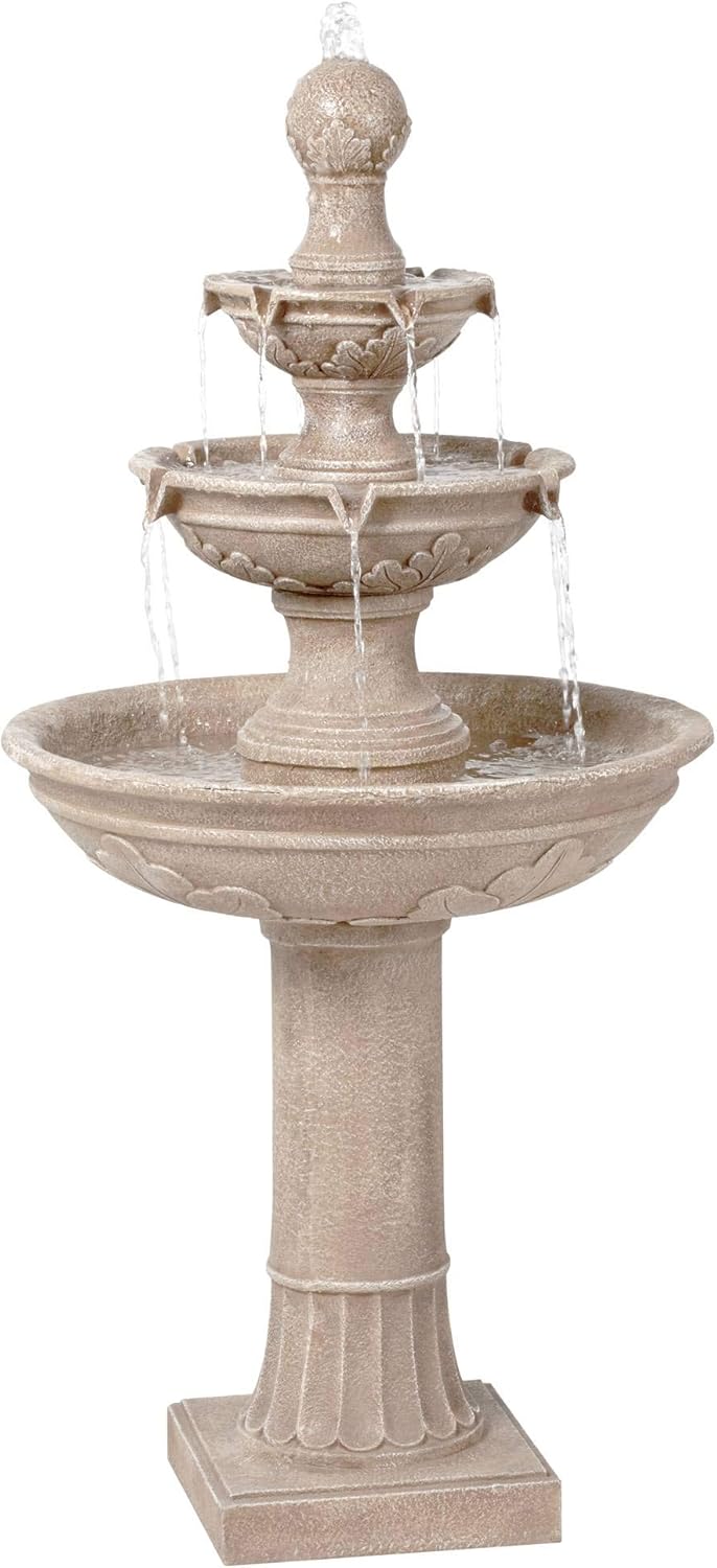 Stafford Italian Outdoor Floor Water Fountain 48" High Three Tiered for Yard Garden Patio Deck Home - John Timberland : Free Standing Garden Fountains : Garden & Outdoor