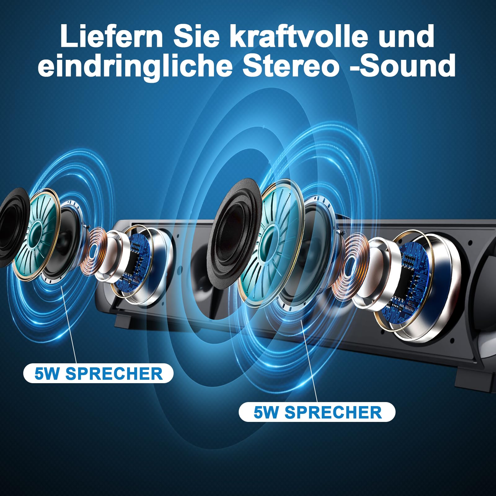 HPYLIF·H USB PC Lautsprecher, PC Soundbar,Computer Gaming Lautsprecher mit Surround Stereo Audio Buntes RGB Licht,Wired Soundbar für Notebook,PC,Laptop,Desktop - Plug and Play 2