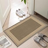 LYGLIGH Ultra Thin Door Mat Indoor Entrance, 1/10 in Thin Door Mats for Inside Entry, Non-Slip Rubber Backing Washable Doormat, Fade Resistant, Absorbent, Low Profile Dirt Trapper, 30"X17",Brown