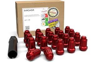 Wheel Accessories Parts 20 Pcs M12x1.5 12x1.5 Thread Car Spline 1.38" 35mm Long Lug Nuts Red Spline Hex Fits Many Chevy Honda