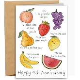 RYYike Cute 4th Anniversary Card for Husband Wife, Funny Fruit Pun 4 Years Wedding Anniversary Card for Him Her