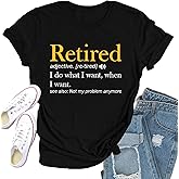 Qskall Retirement Shirts for Women Retired Teacher T-Shirt Grandma Retired Tee Tops