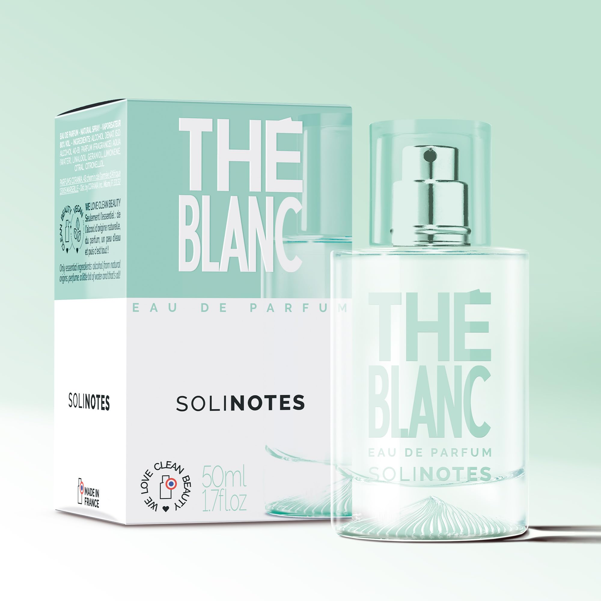 SOLINOTES White Tea Perfume for Women - Eau De Parfum | Delicate Floral and Soothing Scent - Made in France - Vegan - 1.7 fl.oz