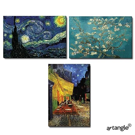 Artangle 7 Rays Fiberboard Vincent Van Gogh Paintings Magnets Combo of 3