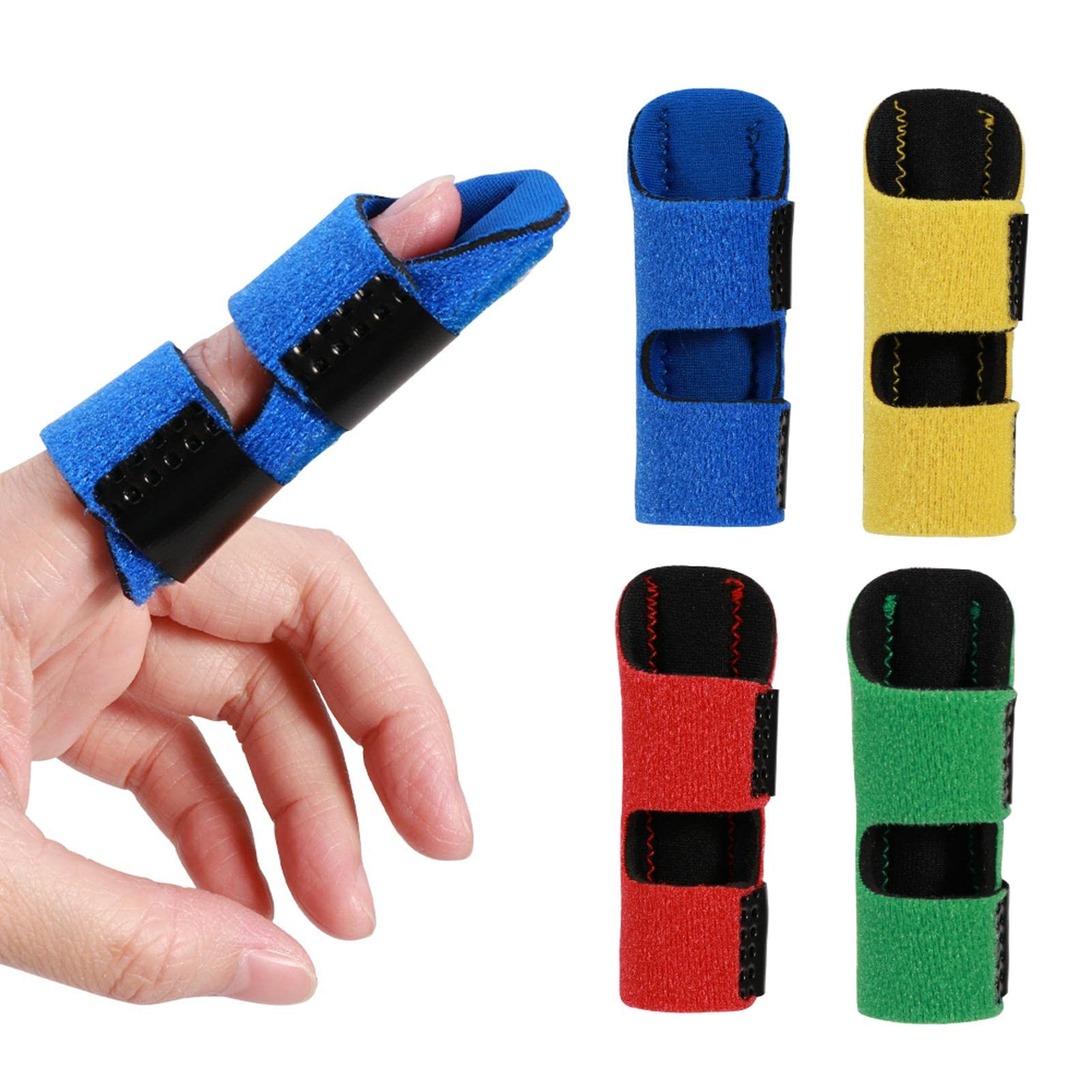 Ssiyiya 4 PCS Finger Splints, Finger Splints Finger Stabilizer Brace for Broken Finger, Mallet Finger Support Brace Trigger Finger Splint Finger Straightener for Arthritis or Tendinitis Pain Relief